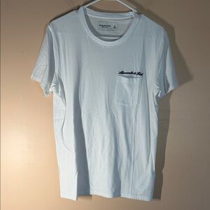 Abercrombie & Fitch White Short Sleeve Pocket Tee with Navy Script